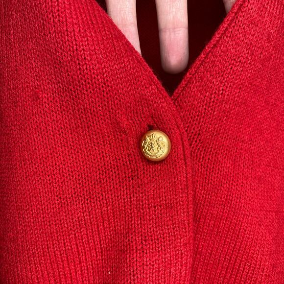 Sag Harbor Vintage Knit 90s Red Grandpacore Sweater Vest grandma gold button M - Picture 4 of 7